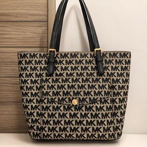Michael Kors Black and Brown MK Pattern Tote